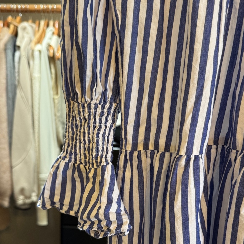 Pomander Place Blue and White Striped Tiered Mini Dress - Picture 3 of 3